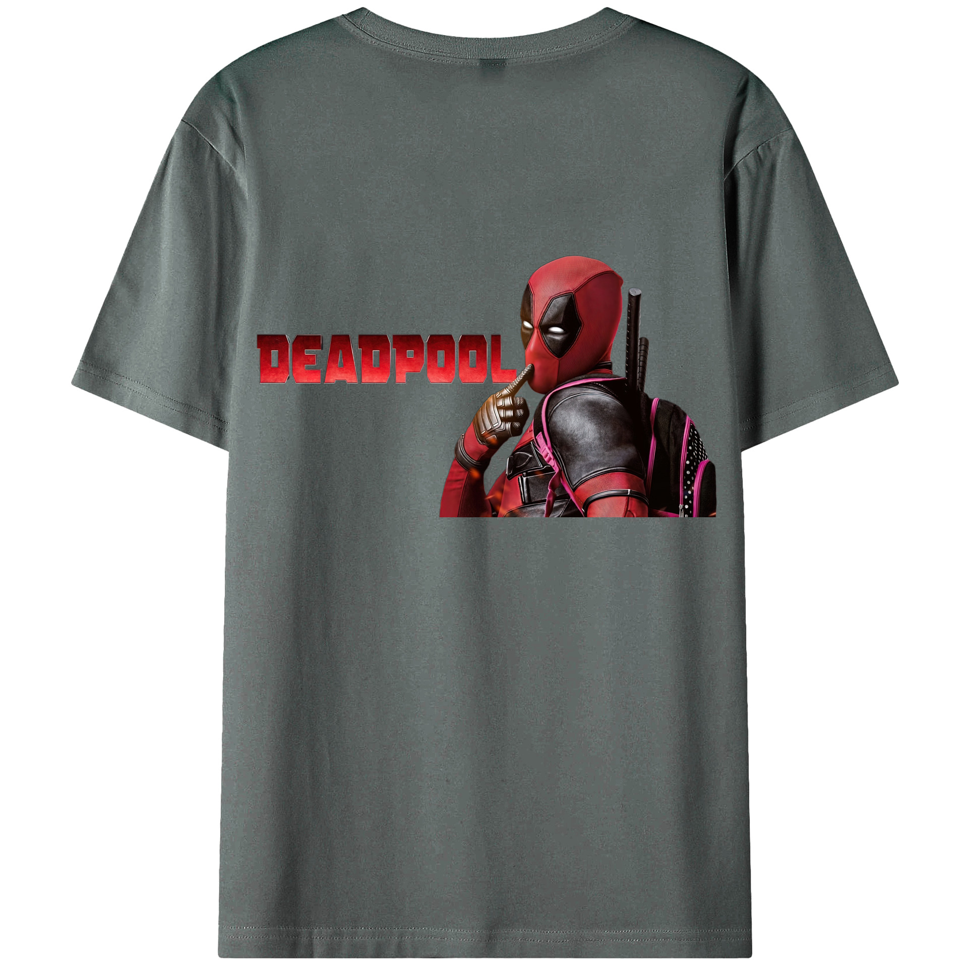 （画像用） Deadpool デッドプール 綿100％ メンズ半袖Tシャツ（バックプリント） 通気性